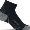Feetures Plantar Fasciitis Relief Ultra Light Quarter Sock 2 Feetures Plantar Fasciitis Relief Ultra Light Quarter Sock -Men's Sports Fashion PF Relief Quarter Ultra Light Black side view