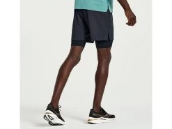 Saucony Pinnacle 5" 2-in-1 Shorts -Men's Sports Fashion SAM800339 BK 5